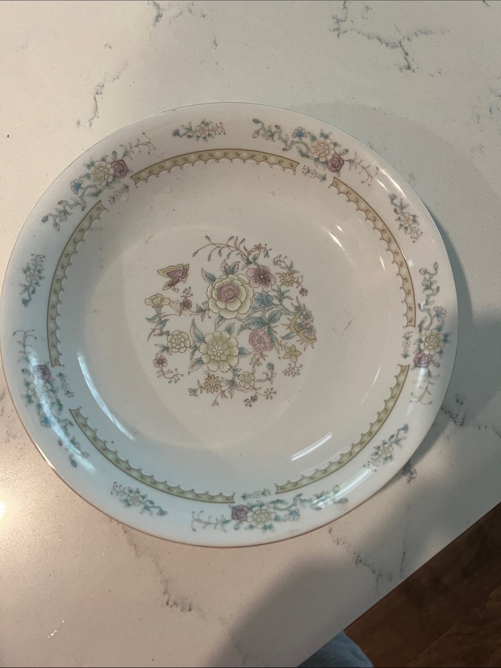 Classic Floral Porcelain 8” Bowl in Pastel Colors. Baum Bros.